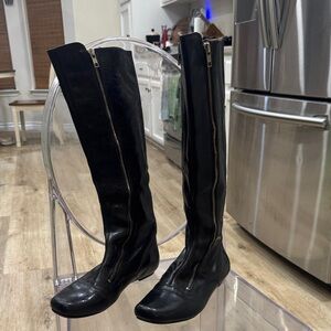 Frye Annie double zipper Black Knee-High Leather Boots